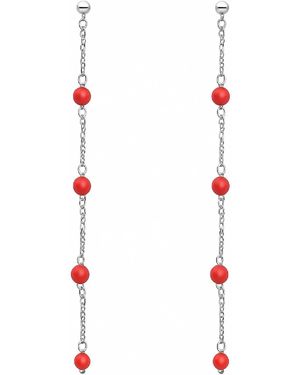 Unaloe Sterling Mediterranean Coral Drop Earrings – Natural Coral Bead Elegant Jewelry - White