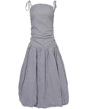 Amy Lynn Alexa Mono Gingham Puffball Dress - Gray