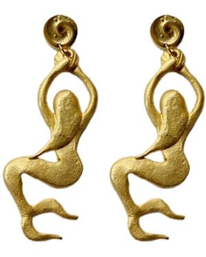 Achala Handcrafted Sculptural Mermaid Earrings - Metallic