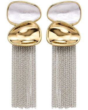Uchi and Soto Enso Mixed Metals Chain Tassel Earrings - Metallic