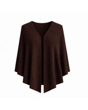 Fiora Muse Cashmere Open Front Poncho - Grey