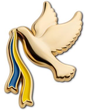 Make Heads Turn Golden Metal Pin Ukrainian Peace Dove - Metallic