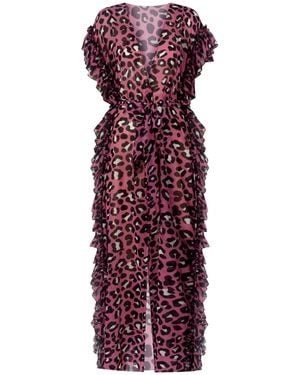 Nur Karaata Joali Ruffle Leo Cover Up - Purple