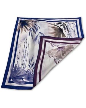 Hi Silk Beautiful Botanicals Large Square Silk Twill Scarf - Blue