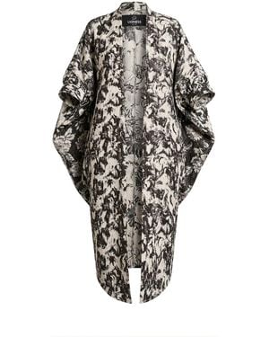 Lioness by Tf Monochrome Brocade Kimono Jacket - Black