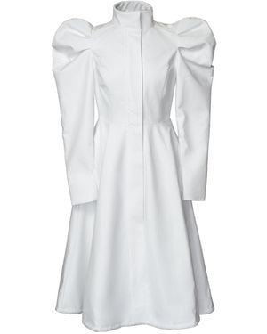 RainSisters Coat With Balloon-Styled Sleeves: Majestic - White