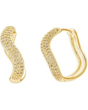 Nazzar Pave Wave Hoop Earrings - Metallic