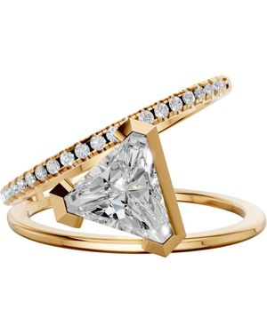 Aya Fine Jewelry 0.90 Ct Trillion Cut Lab Grown Diamond Ring - Metallic