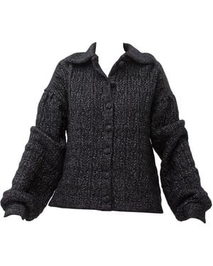 Maison Bogomil Chunky Cable Knit Glittery Cardigan - Black
