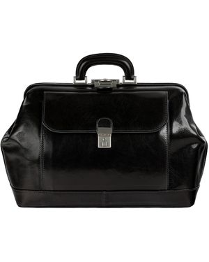 Time Resistance Italian Leather Doctor Bag For - Black