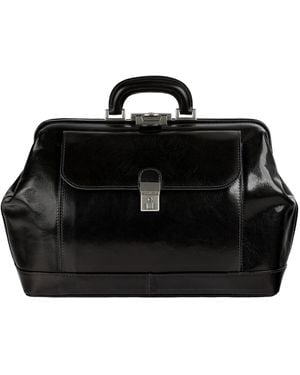 Time Resistance Italian Leather Doctor Bag For - Black