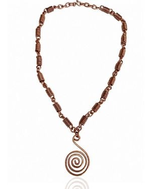 Anatoliacraft Copper Spiral Pendant Necklace - Brown