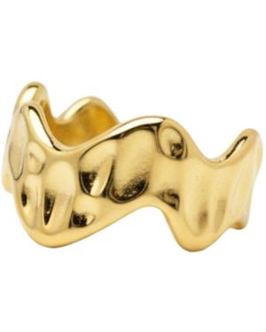 LINYA JEWELLERY Hammered Pattern Adjustable Ring - Yellow