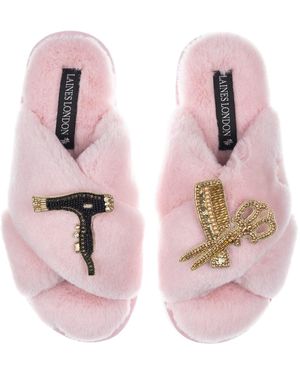 Laines London Classic Laines Slippers With Hairdresser Brooches - Pink