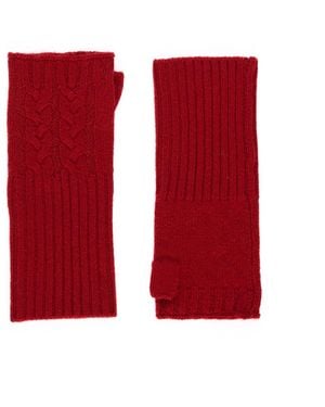 Bel Cashmere Cable Cashmere Mittens Burgundy - Red