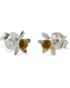 Isla Silver Sterling & Daffodil Stud Earrings - Metallic