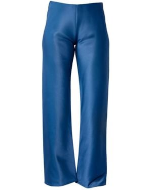 Self-Adore Olivette Satin Trousers - Blue