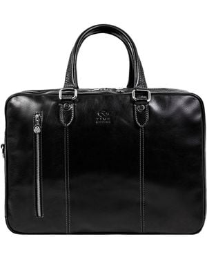 Time Resistance Leather Convertible Briefcase Backpack - Black