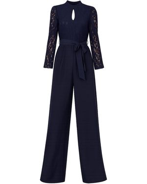 Yumi' Lace Applique Jumpsuit - Blue