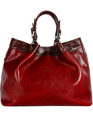 Time Resistance Leather Tote Bag For - Red
