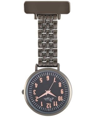 Bermuda Watch Company Annie Apple Rose Gunmetal Link Bracelet Nurse Fob Watch - Grey