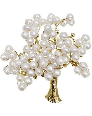 Farra Handcrafted Freshwater Pearls Tree Brooch - Metallic