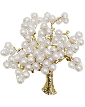 Farra Handcrafted Freshwater Pearls Tree Brooch - Metallic