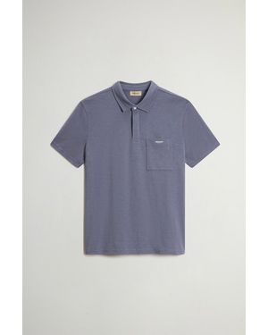 Woolrich Polo Slub De Puro Algodón Para Hombre Talla - Azul