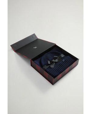 Woolrich Uomo Set Regalo Con Berretto E Sciarpa - Blu