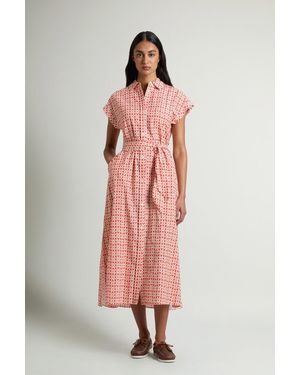 Woolrich Vestido Camisero De Mezcla De Algodón Con Cinturón Para Mujer Talla - Rosa