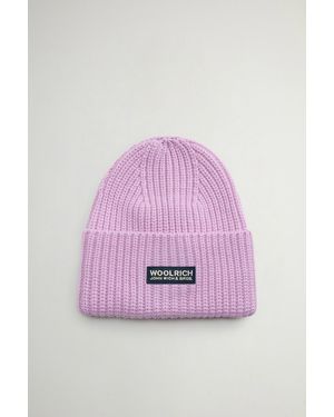 Woolrich Gorro De Pura Lana Virgen Merina Acanalada Para Mujer Talla - Rosa