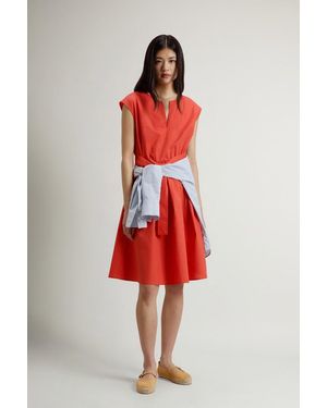 Woolrich Vestido De Popelina De Puro Algodón Con Cinturón Para Mujer Talla - Rojo