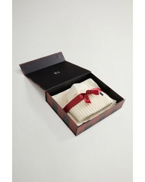 Woolrich Coffret Cadeau Avec Bonnet Et Écharpe En Laine Mélangée Made - Blanc