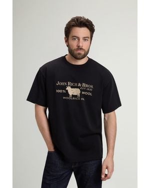 Woolrich Camiseta De Cuello Redondo De Puro Algodón Con Estampado Para Hombre Talla - Negro