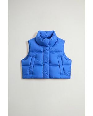 Woolrich Veste Sans Manches En Microfibre Matelassée À Col Montant Pour Femme Couleur Taille - Bleu