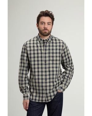 Woolrich Camisa De Franela De Puro Algodón A Cuadros Con Cuello Abotonado Para Hombre Talla - Gris