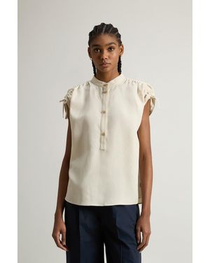 Woolrich Donna Blusa Con Colletto Alla Coreana - Neutro