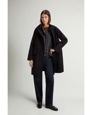 Woolrich Parka À Capuche En Laine Mélangée Melton Pour Femme Couleur Taille - Bleu