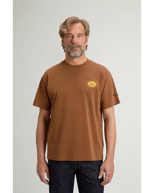 Woolrich Camiseta De Cuello Redondo De Puro Algodón Con Estampado Para Hombre Talla - Marrón