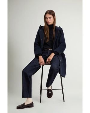 Woolrich Parka À Capuche En Laine Mélangée Melton Pour Femme Couleur Taille - Bleu
