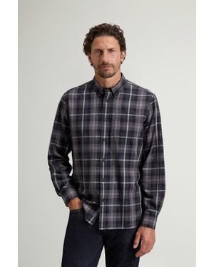 Woolrich Camisa De Franela De Puro Algodón A Cuadros Con Cuello Abotonado Para Hombre Talla - Gris