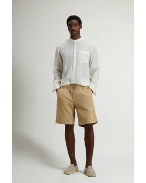 Woolrich Pantalones Cortos Milton De Mezcla De Algodón Y Lino Teñidos En Prenda Para Hombre Talla - Neutro