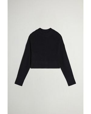 Woolrich Donna Maglione Girocollo A Coste - Nero
