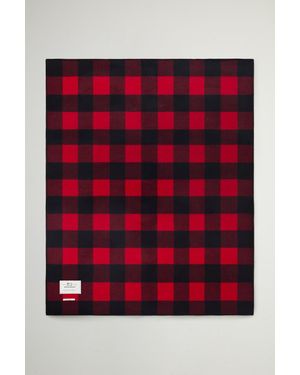 Woolrich Manta Buffalo A Cuadros De Doble Cara De Pura Lana Talla One - Rojo