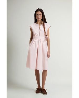 Woolrich Vestido De Popelina De Puro Algodón Con Cinturón Para Mujer Talla - Rosa