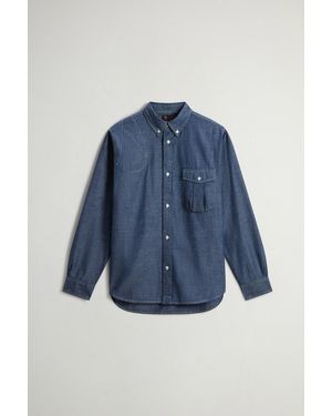 Woolrich Chemise En Chambray De Pur Coton Pour Homme Couleur Taille - Bleu