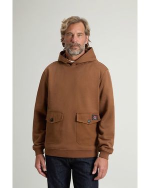 Woolrich Sudadera De Mezcla De Algodón Con Capucha Y Bolsillos Para Hombre Talla - Marrón