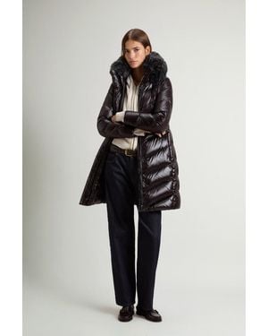 Woolrich Parka Acolchada De Nailon Brillante Con Pelo Extraíble Para Mujer Talla - Negro