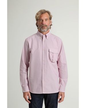 Woolrich Chemise À Rayures En Coton Oxford Mélangé Pour Homme Couleur Taille - Rose