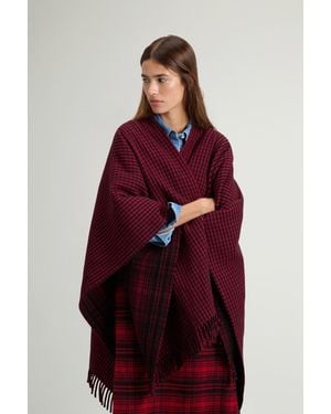 Woolrich Capa De Doble Cara De Pura Lana Doble A Cuadros Para Mujer Talla One - Rojo